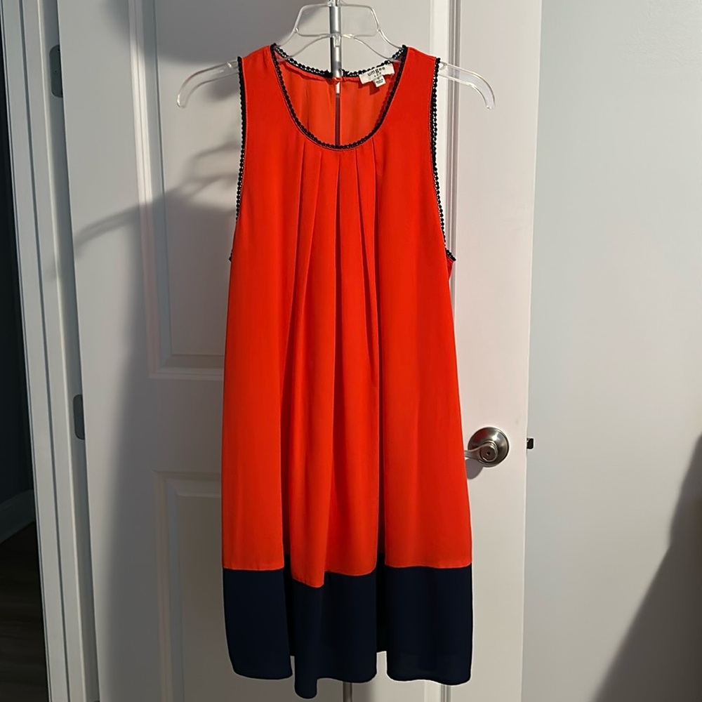 Umgee Orange Navy Dress Sleeveless Sz S
